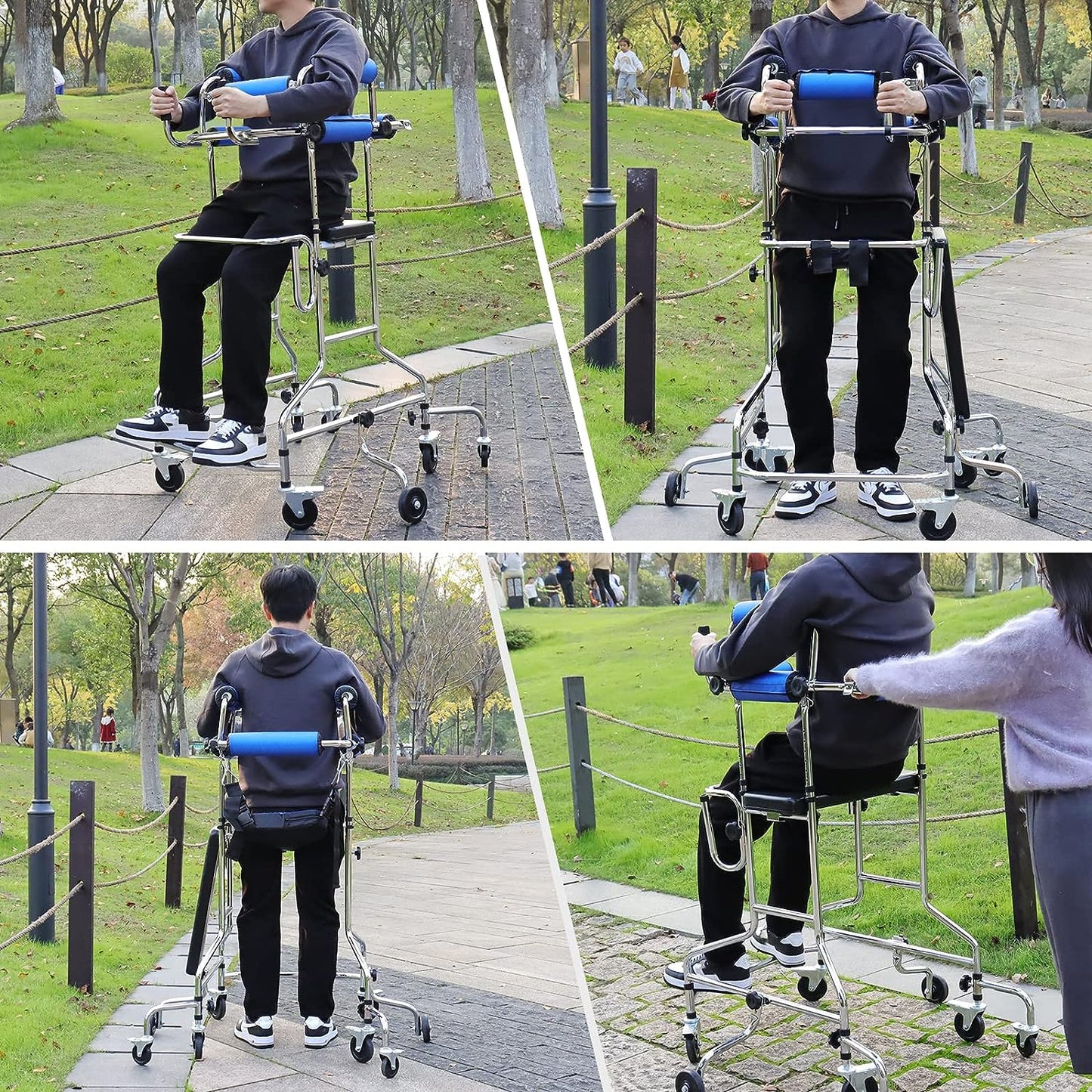 Morecare Multi Function Adult Standing Walker For Gait Rehabilitation With 8 Wheels