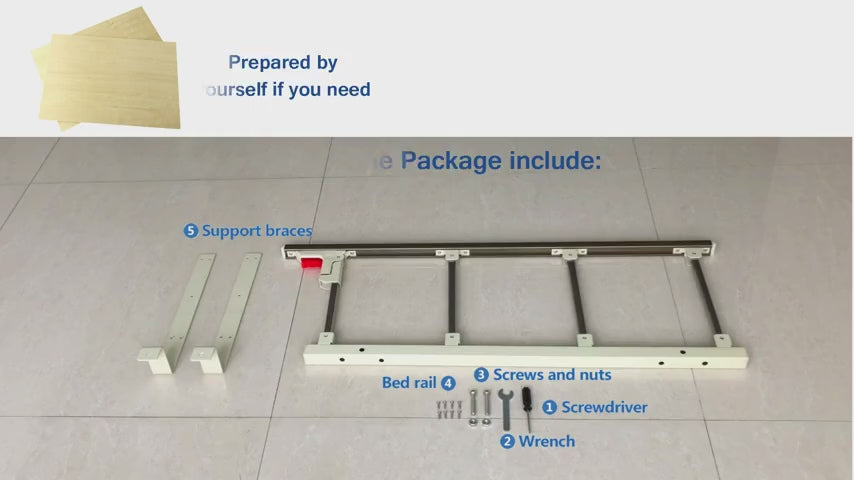 Load video: Morecare Aluminum Collapsible Bed Side Rails for Elderly Safety Slides Under Mattress (Pair) - Lavender