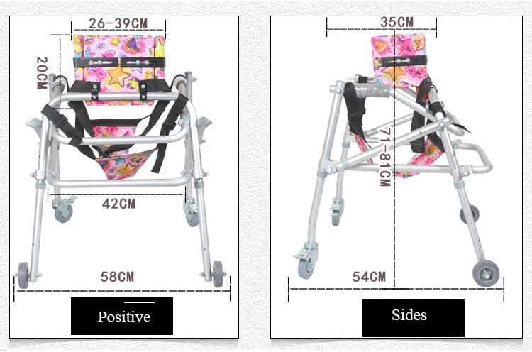 Morecare Adjustable Height Folding Walker with Wheels, Pelvic Support and Seat for Children