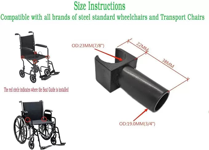 Morecare Wheelchair Seat Rail Guide – Fits 7/8 Inch Tubing, Steel Standard Wheelchairs and Transport Chairs