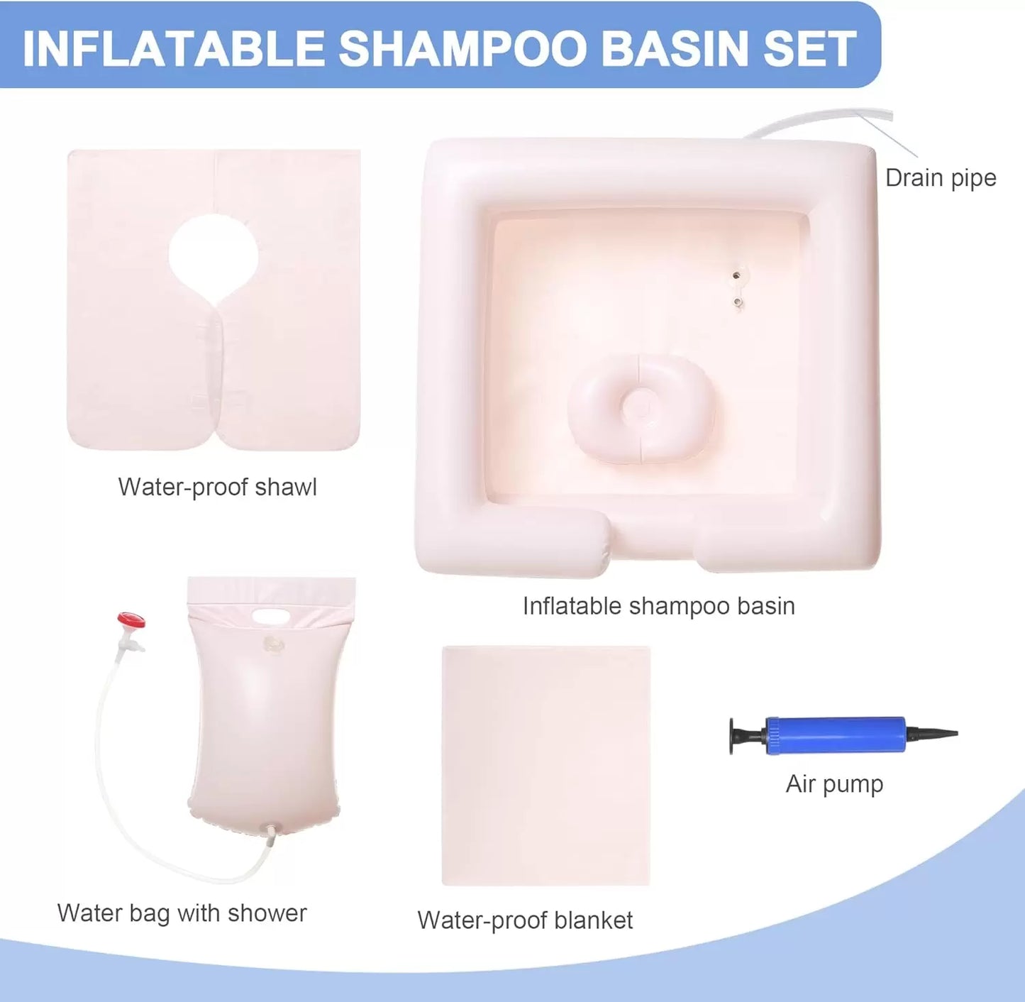 Morecare Inflatable Bedside Shampoo Basin for Easy Hair Washing Anywhere