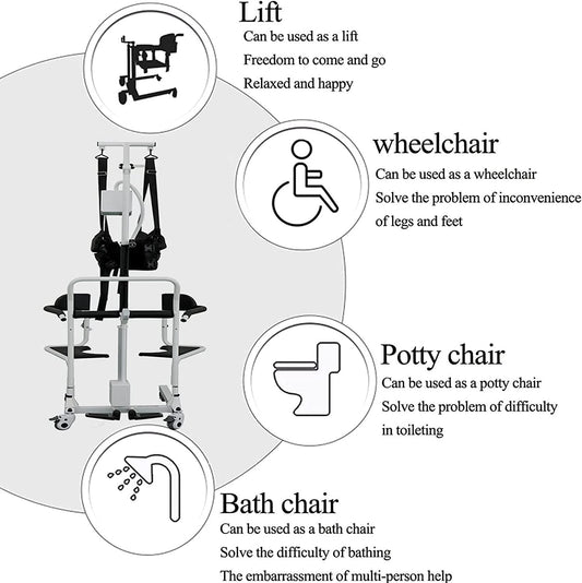 Electric Sit-to-Stand Patient Transfer Chair & Lift with Harness