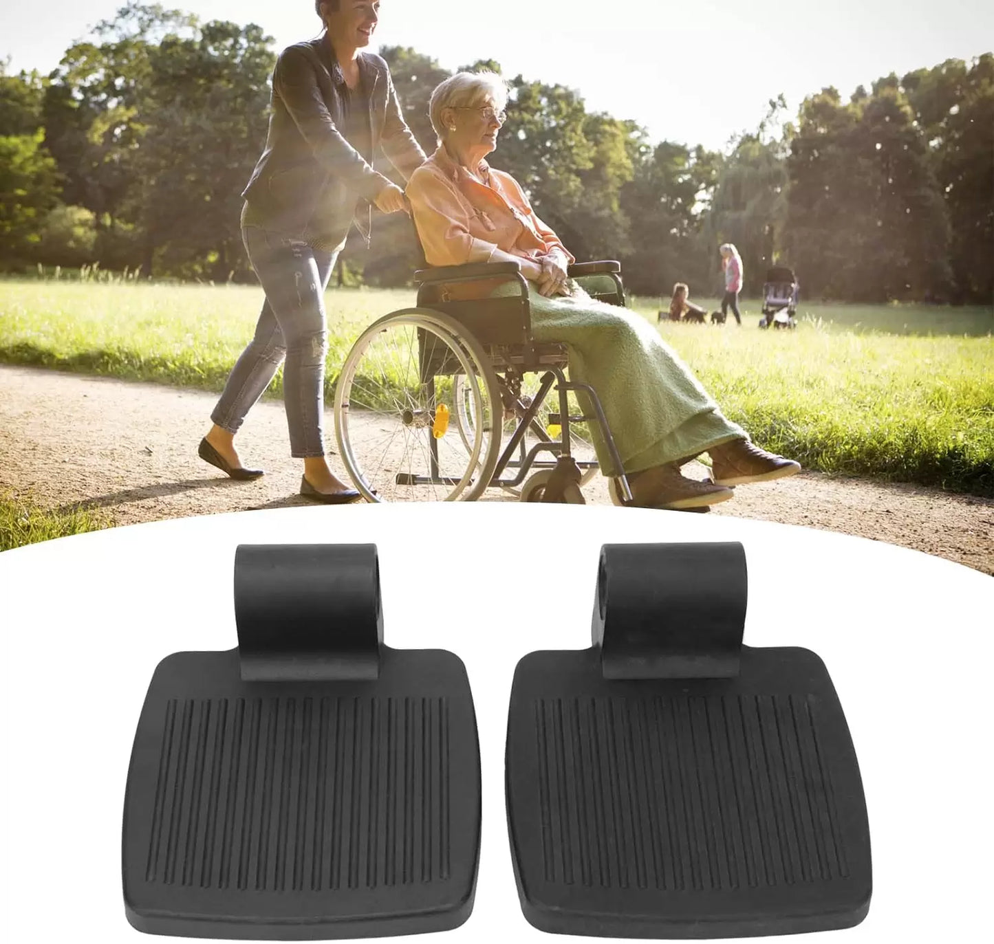 Morecare Durable Wheelchair Footrest Hole Size 19 MM, 2pcs Wheelchair Foot Rest Plate