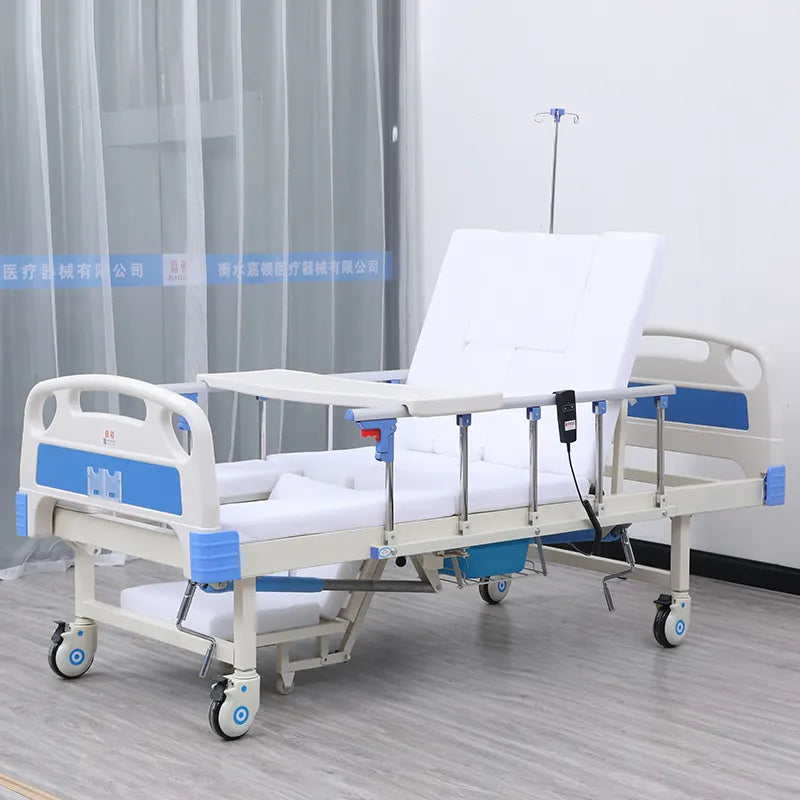 Manual Homecare Nursing Bed with Commode, Side Tilting Operation & Chair Position