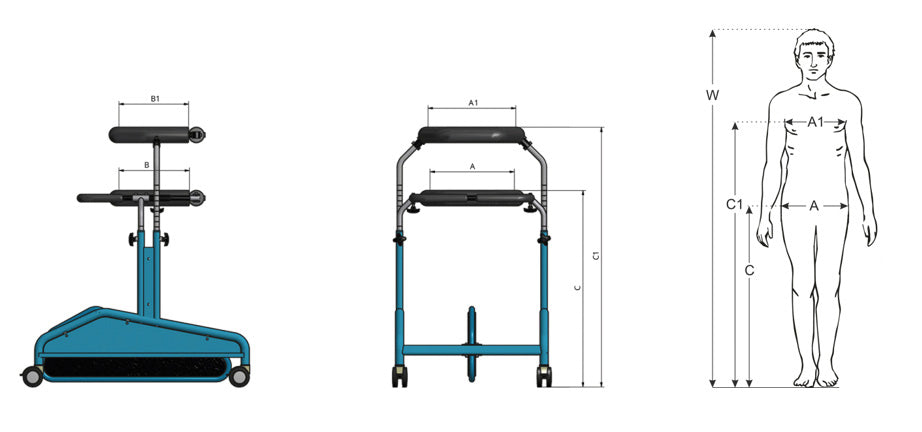 Morecare Active XT Height Adjustable Standing Frame Cum Walker For Adults With Pelvic & Chest Support