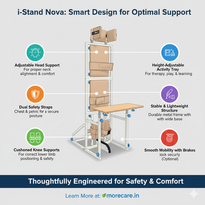 Morecare Multi-Functional Adjustable Standing Frame for Children & Teens with Cerebral Palsy