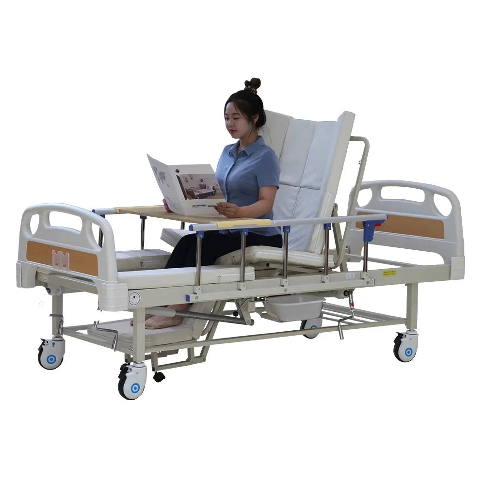 Morecare Electric Medical Side Tilting Bed for Home Care with Integrated Toilet - 5 Functions, Portability, and Hospital-Quality Comfort