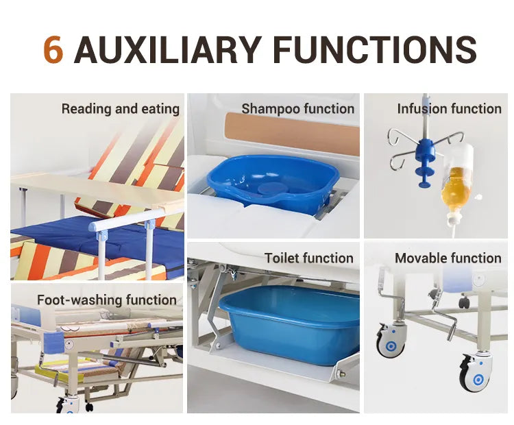 Morecare Electric Medical Side Tilting Bed for Home Care with Integrated Toilet - 5 Functions, Portability, and Hospital-Quality Comfort