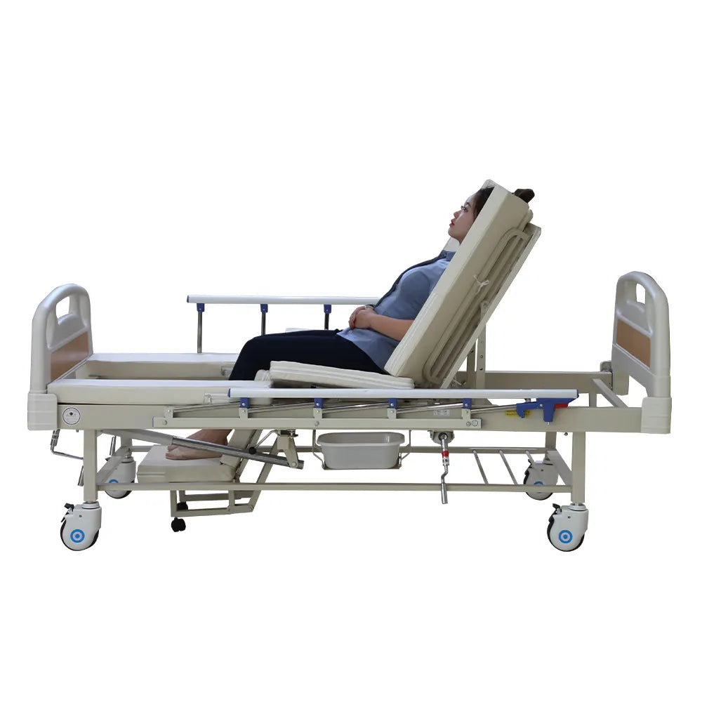 Morecare Electric Medical Side Tilting Bed for Home Care with Integrated Toilet - 5 Functions, Portability, and Hospital-Quality Comfort