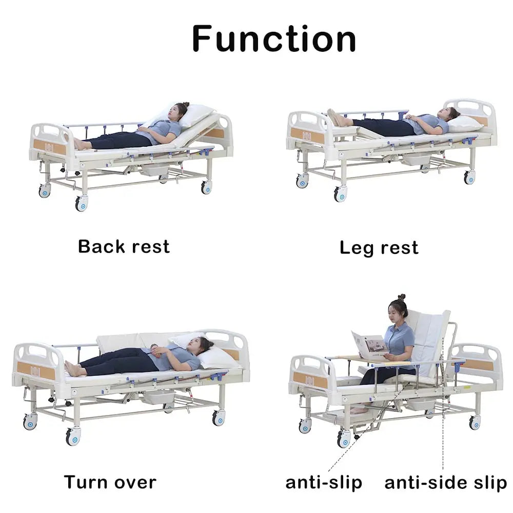 Morecare Electric Medical Side Tilting Bed for Home Care with Integrated Toilet - 5 Functions, Portability, and Hospital-Quality Comfort