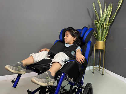 Tilt & Reclining CP Wheelchair Cum Stroller – Blue Flax