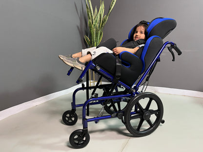 Tilt & Reclining CP Wheelchair Cum Stroller – Blue Flax