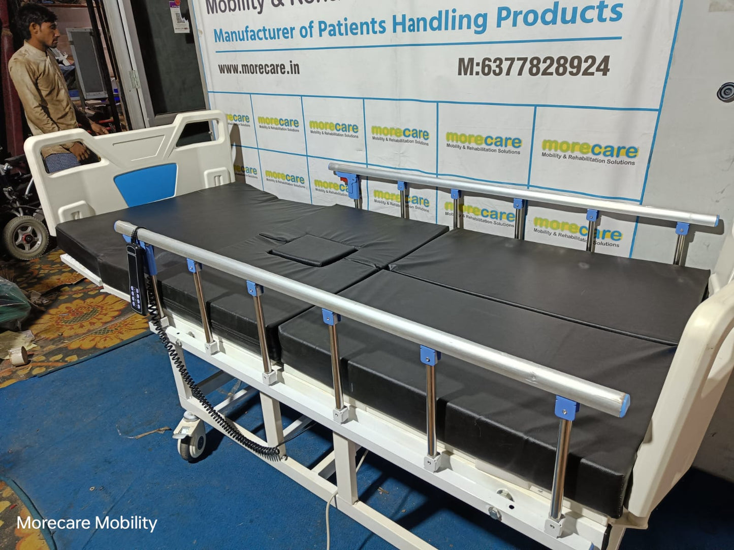 Morecare Electric Medical Side Tilting Bed for Home Care with Integrated Toilet - 5 Functions, Portability, and Hospital-Quality Comfort