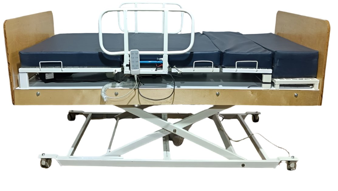 Morecare Wooden Electric Hi Low Medical Home Care Bed with Rotating Function for Elderly Patients (Coral)