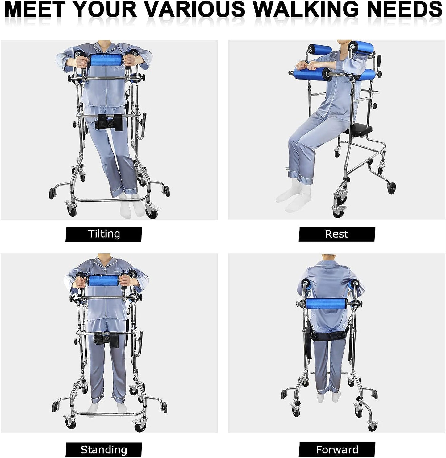 Morecare Multi Function Adult Standing Walker For Gait Rehabilitation With 8 Wheels