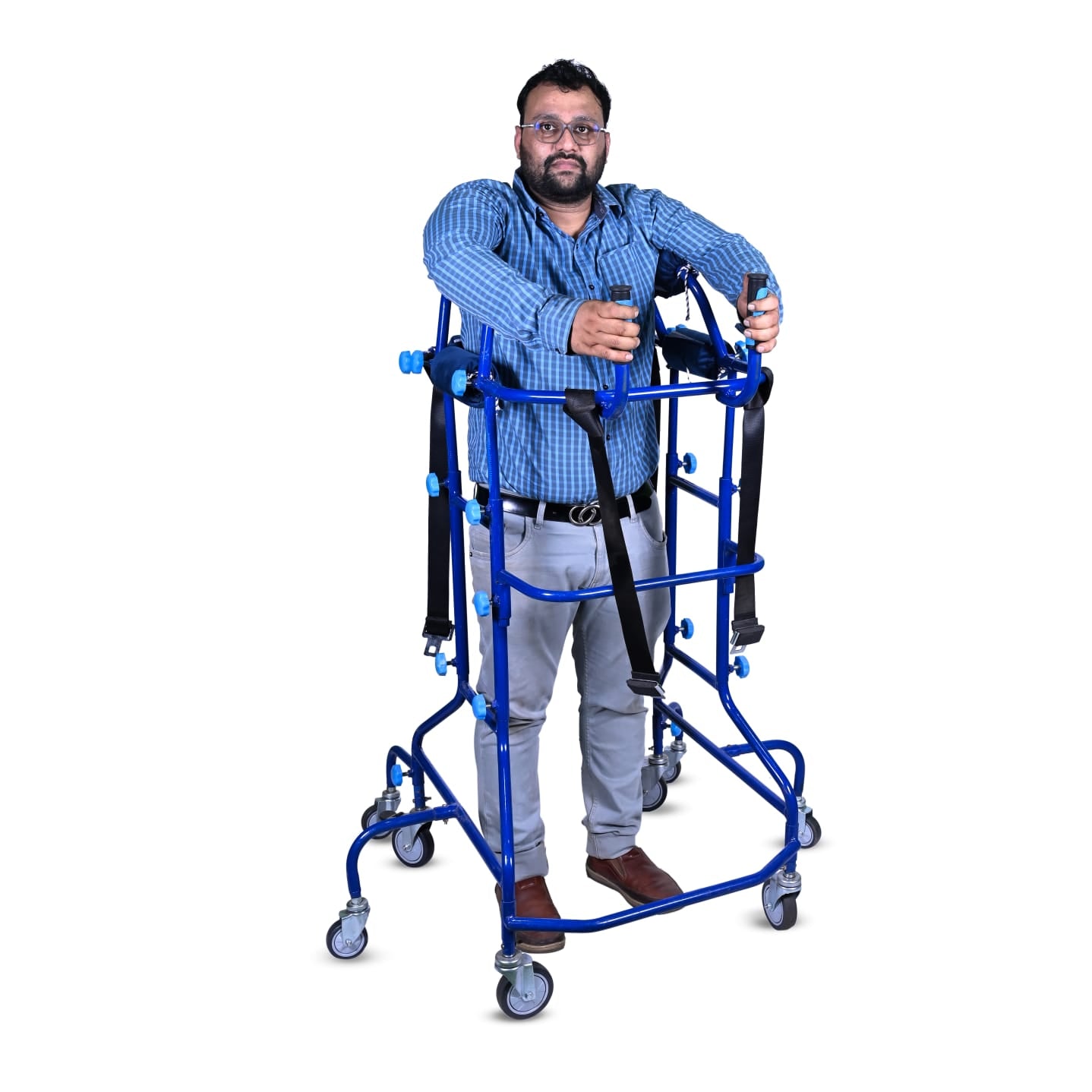 Morecare Multi Function Adult Standing Walker For Gait Rehabilitation With 8 Wheels - Mild Steel