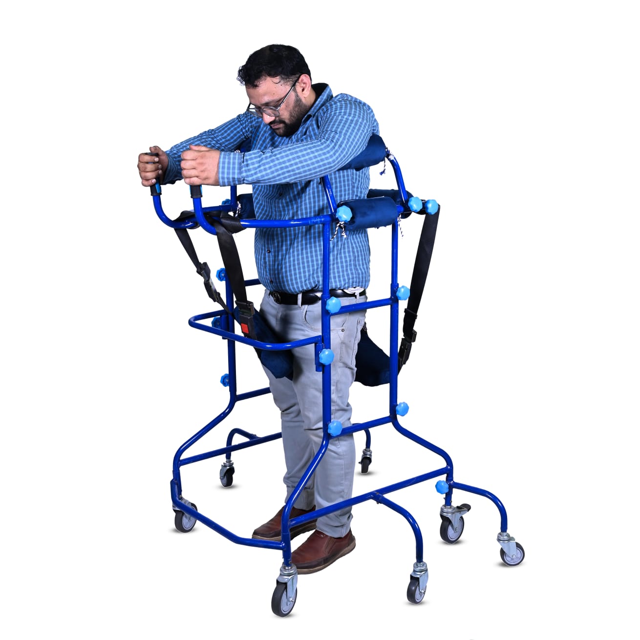 Morecare Multi Function Adult Standing Walker For Gait Rehabilitation With 8 Wheels - Mild Steel