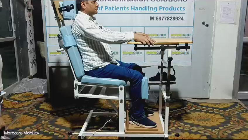 Load video: Morecare Electric Seating Cum Standing Frame For Adults with Neck Rest