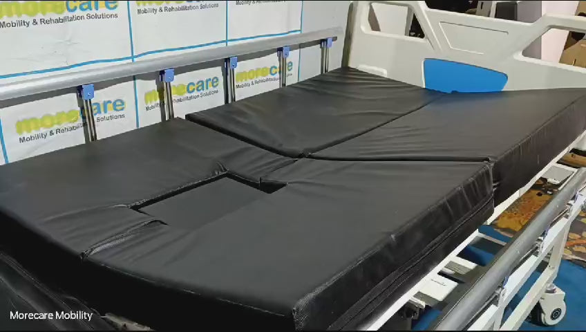 Load video: Morecare Electric Medical Side Tilting Bed for Home Care with Integrated Toilet - 5 Functions, Portability, and Hospital-Quality Comfort