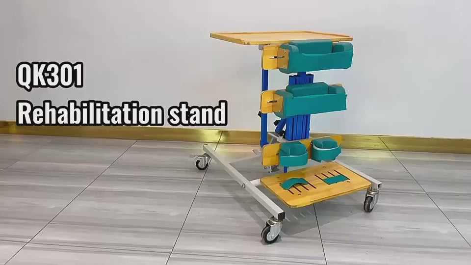 Load video: Morecare Wooden Training Chair &amp; Reclining Stander for CP Children - Exercise &amp; Rehabilitation (Golden Shower)