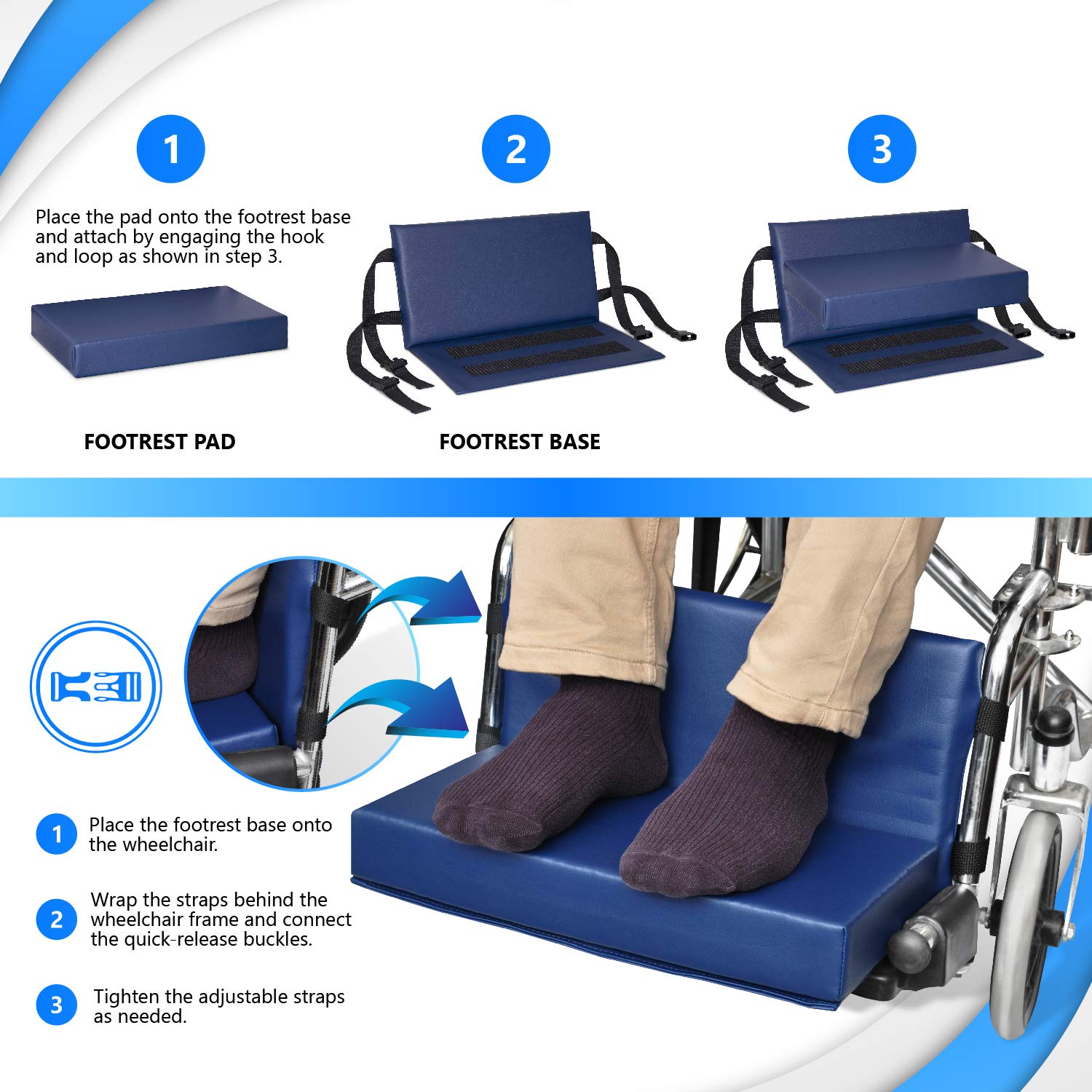 WHEELCHAIR LEG REST SUPPORT PAD FOR ELEVATING LEGREST WITH BASE SUPPORT from MORECARE MOBILITY & REHABILITATION SOLUTIONS