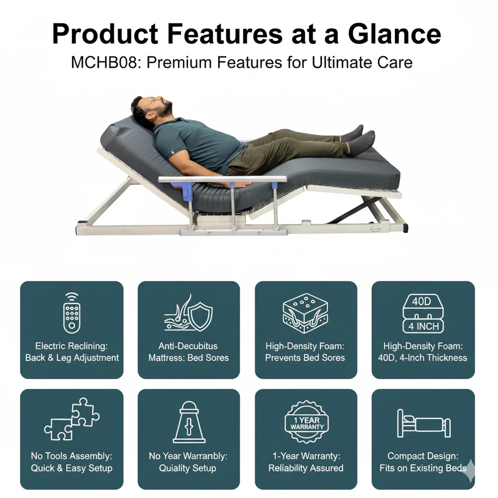 Morecare Bedmate - Motorized Reclining Back & Knee Rest Support Beds