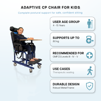 Morecare Nesta - Adaptive CP Chair for Kids (4–15 Years) with Recline, Full Postural Support & Activity Tray