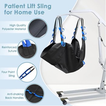 Morecare Magnolia - Full Body Toileting Patient Lift Sling – Bariatric, 4-Point, 200 Kgs Capacity, Large (Black)